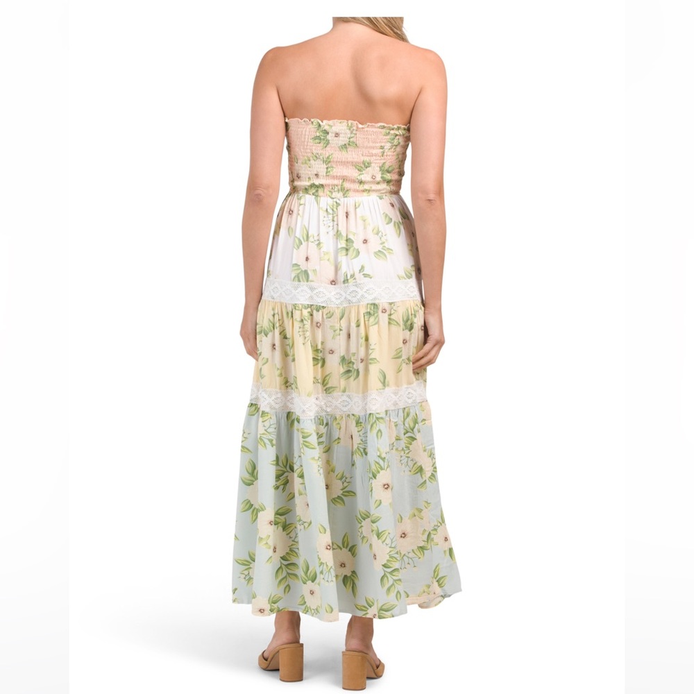 🎉LAST PIECE🎉KIWI & PUNCH Floral Strapless Maxi Dress With Lace - Picture 2 of 6